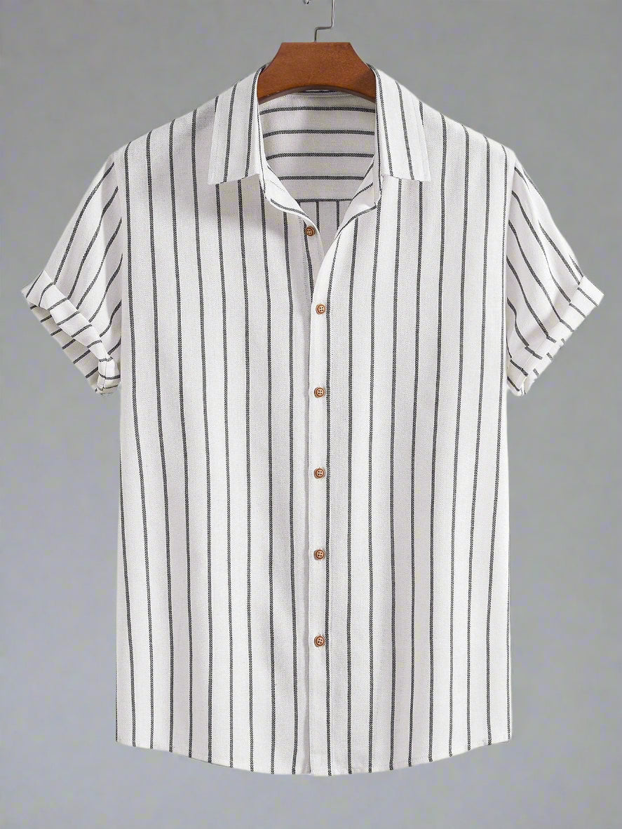 Men's Striped Short Sleeve Shirt Set | Relaxed Fit Casualwear