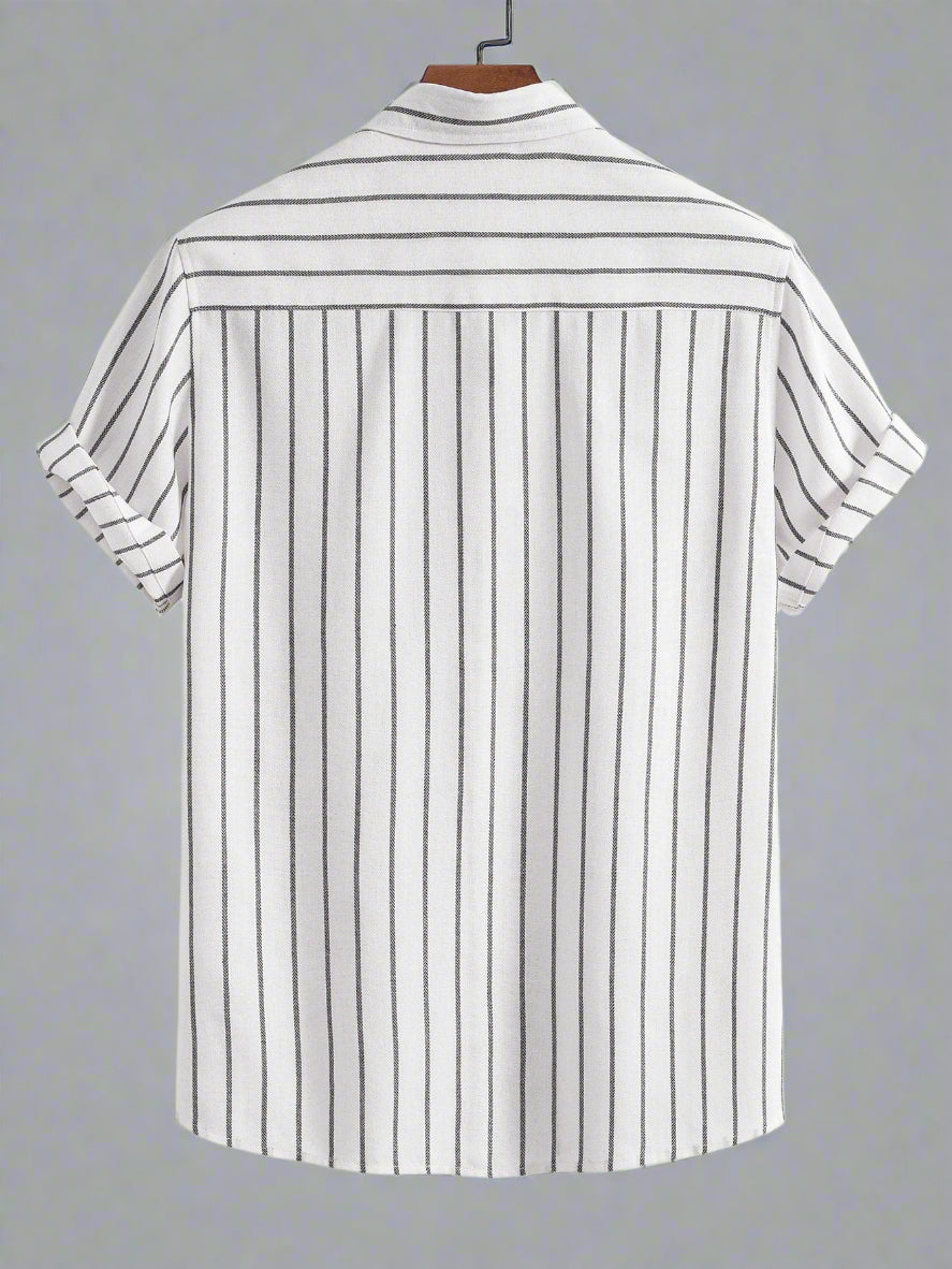 Men's Striped Short Sleeve Shirt Set | Relaxed Fit Casualwear