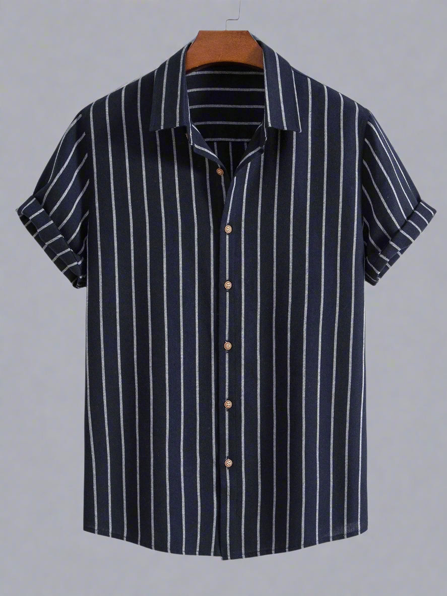 Men's Striped Short Sleeve Shirt Set | Relaxed Fit Casualwear
