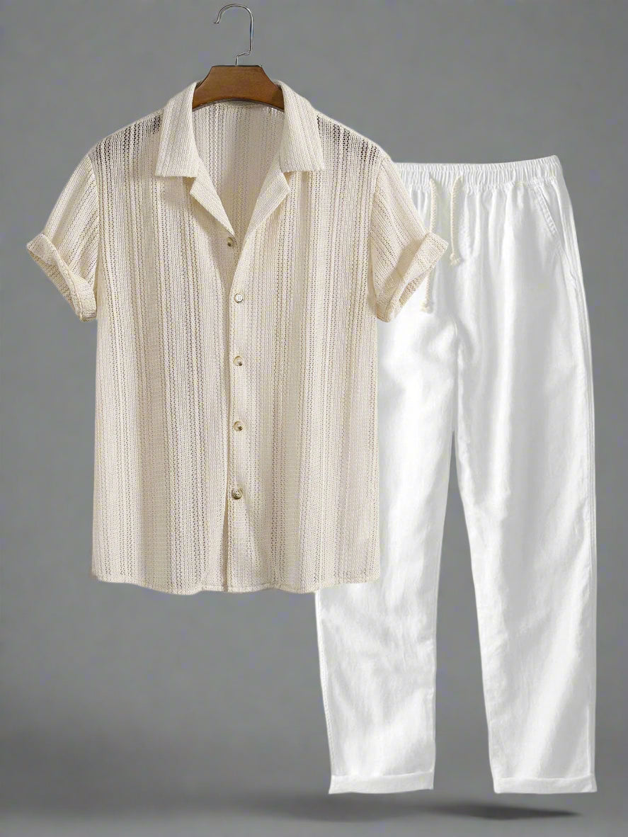 Men's Lightweight Short Sleeve Shirt Set | Relaxed Fit Summerwear