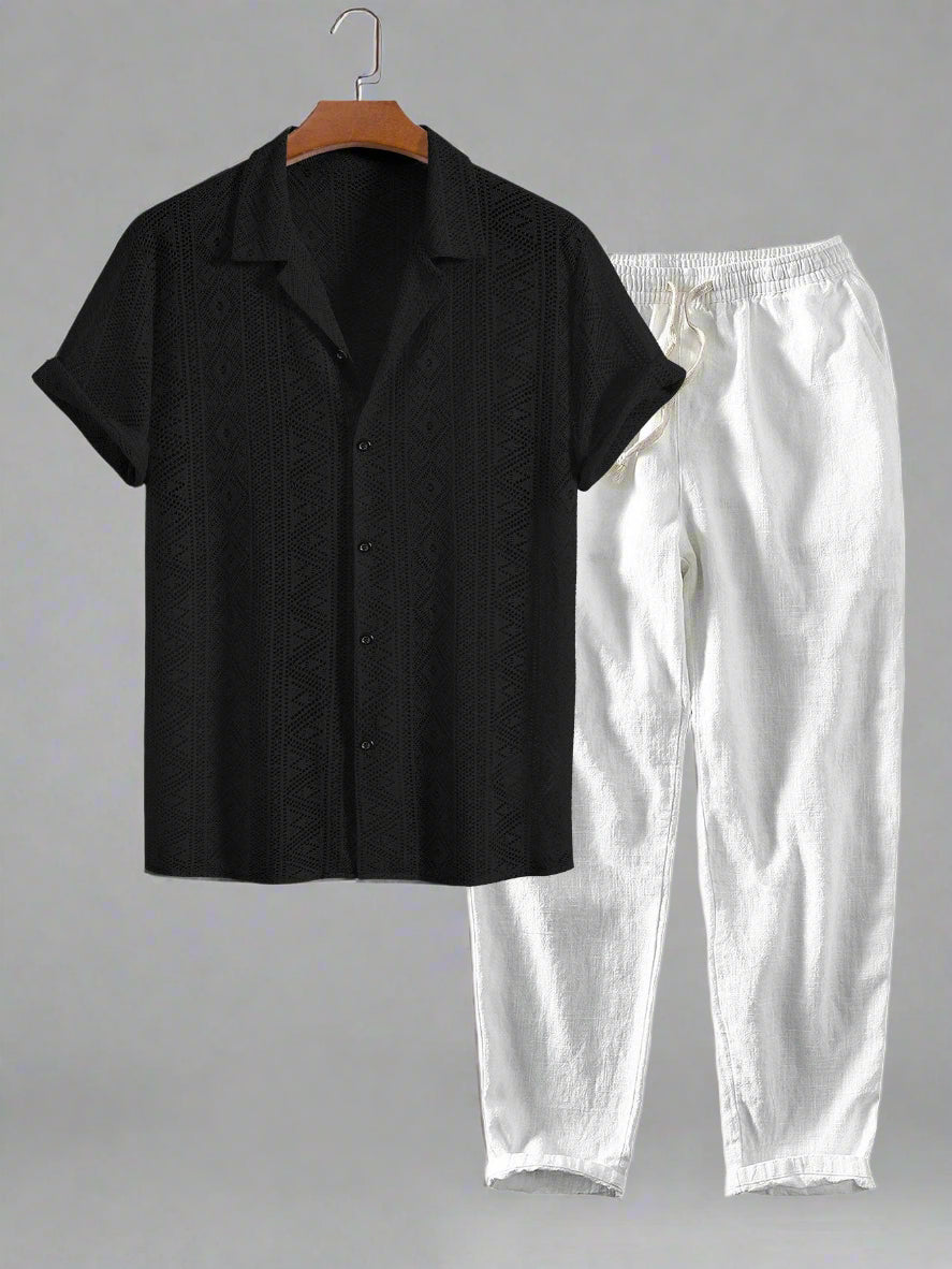 Men's Lightweight Crochet Shirt Set | Relaxed Fit Summer Outfit