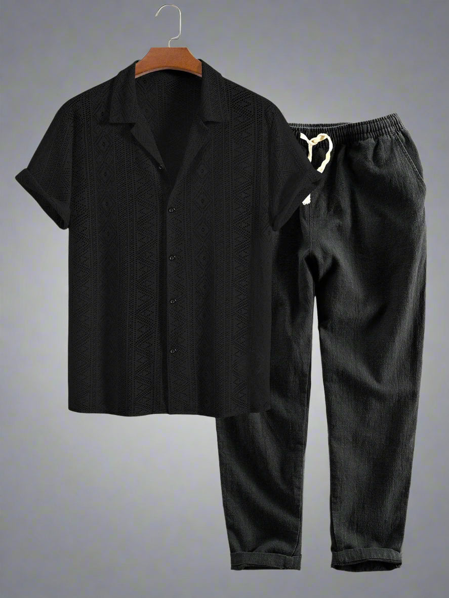 Men's Lightweight Crochet Shirt Set | Relaxed Fit Summer Outfit