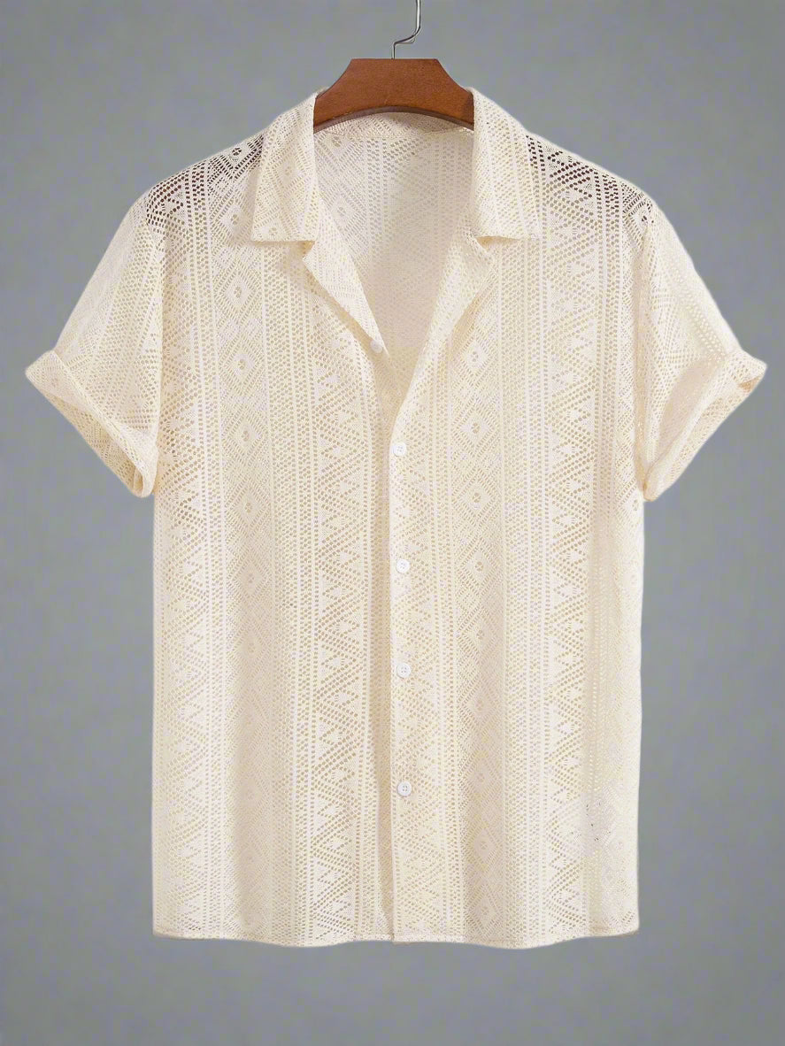 Men's Lightweight Crochet Shirt Set | Relaxed Fit Summer Outfit