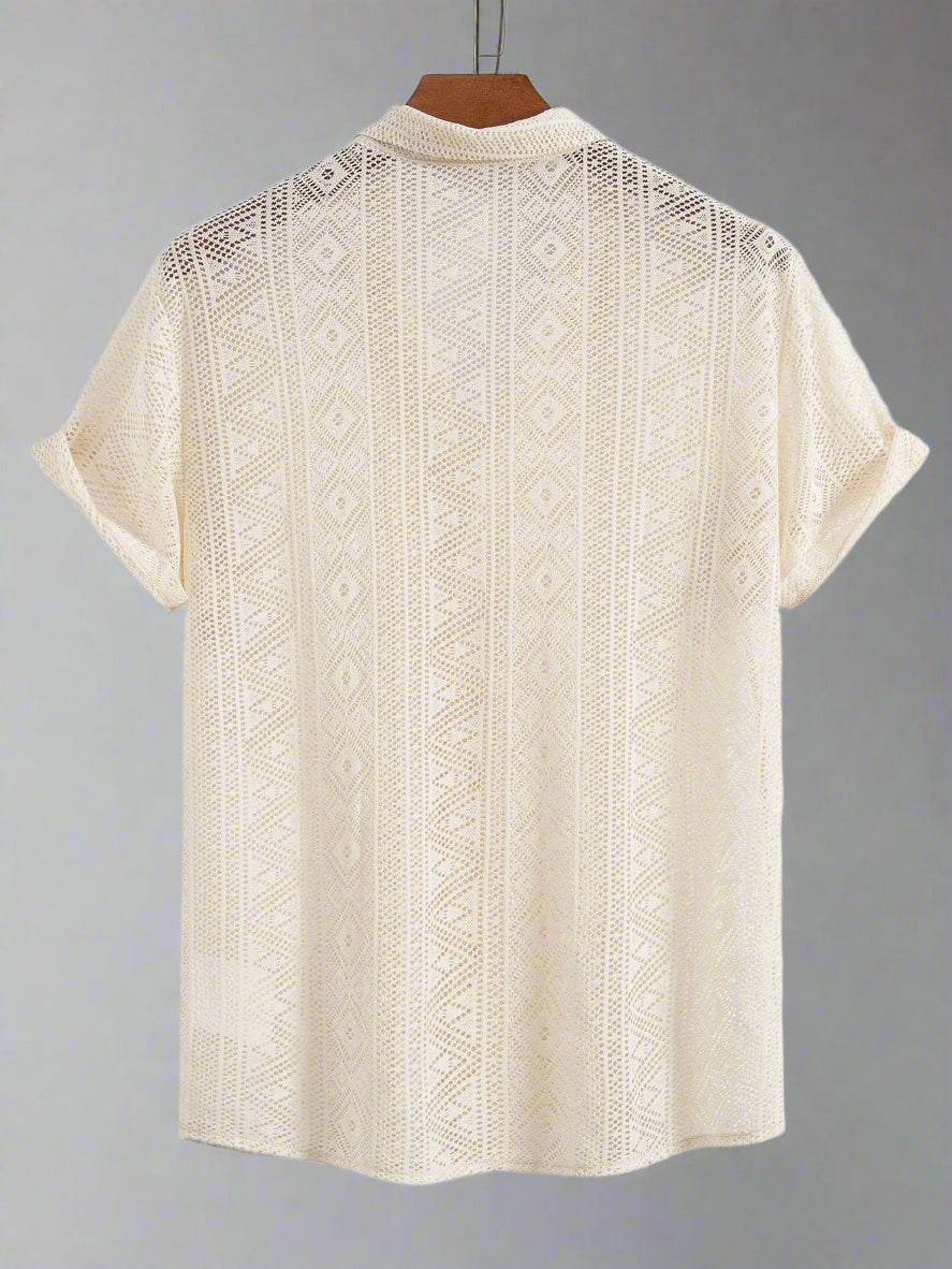 Men's Lightweight Crochet Shirt Set | Relaxed Fit Summer Outfit