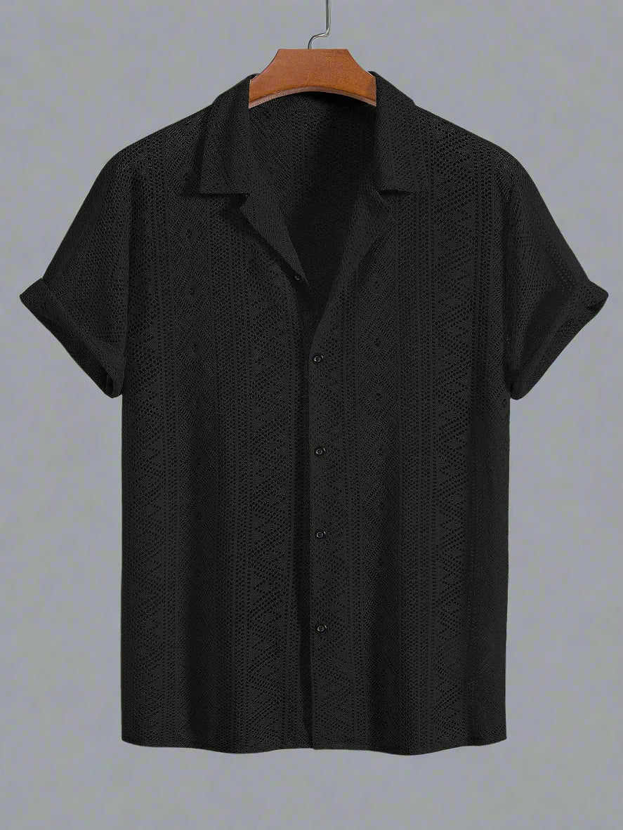 Men's Lightweight Crochet Shirt Set | Relaxed Fit Summer Outfit