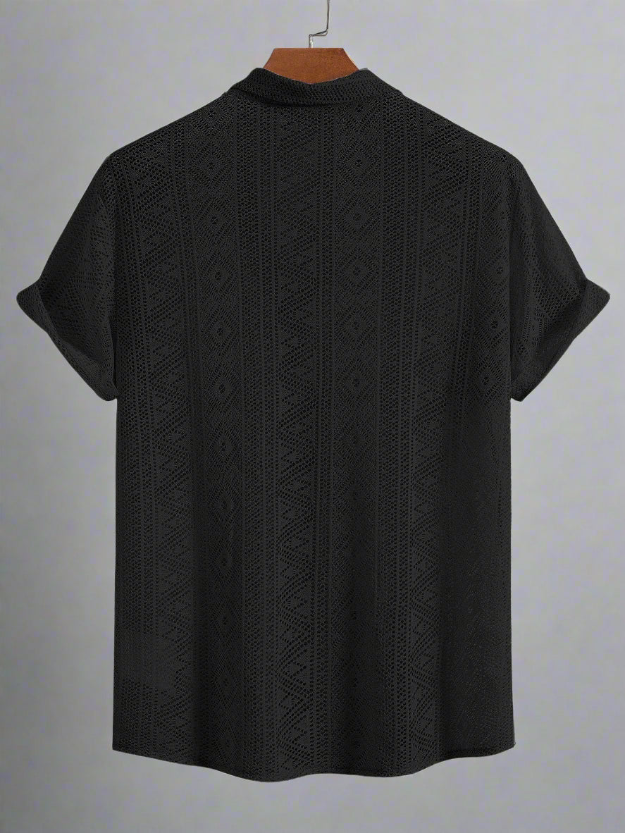 Men's Lightweight Crochet Shirt Set | Relaxed Fit Summer Outfit