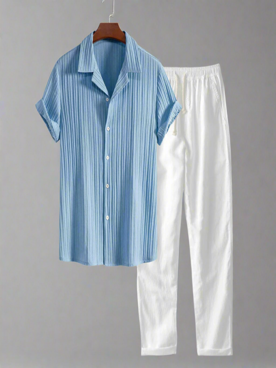 Men's Casual Lightweight Shirt Set | Short Sleeve Relaxed Fit