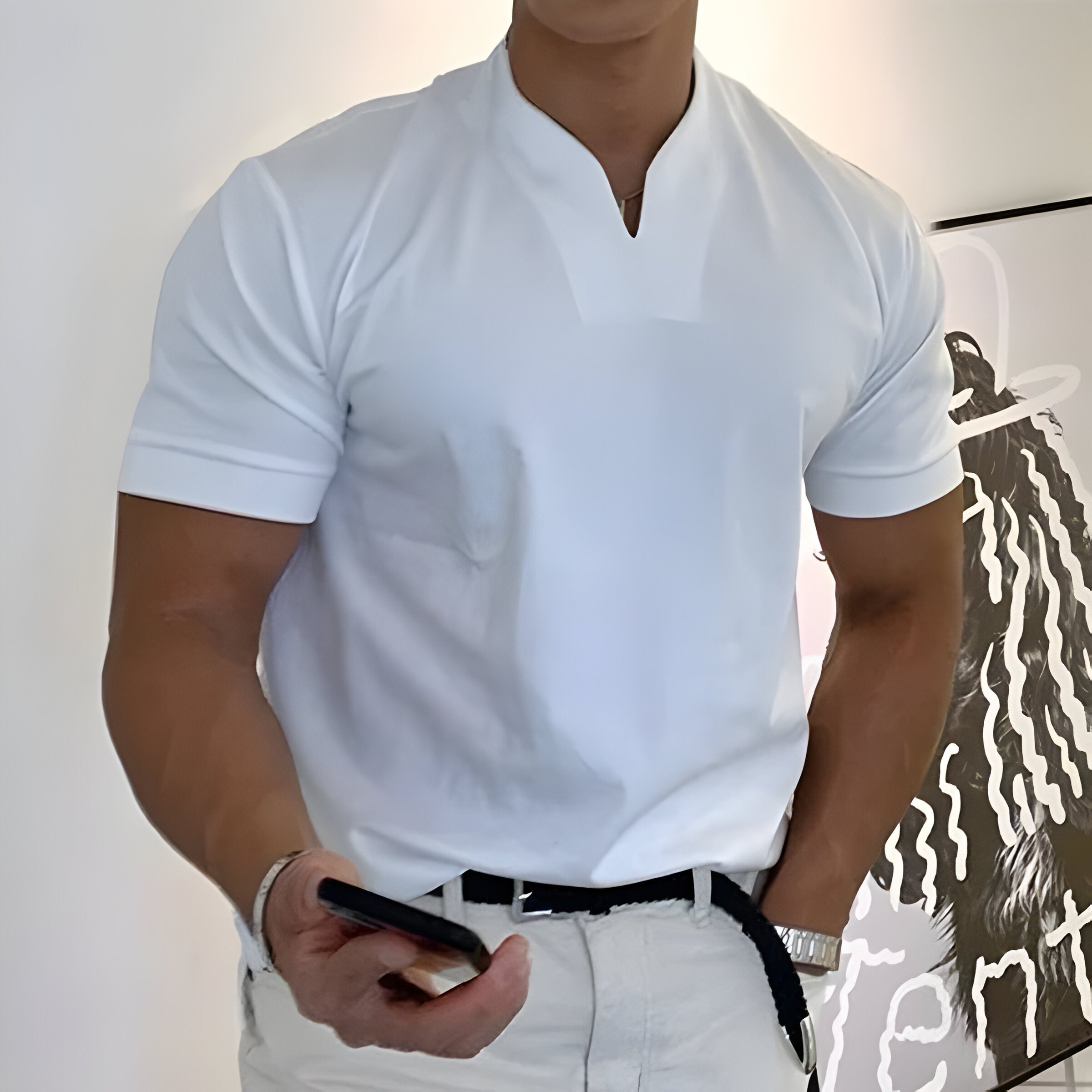 Men's Slim Fit T Shirt | Short Sleeve V Neck