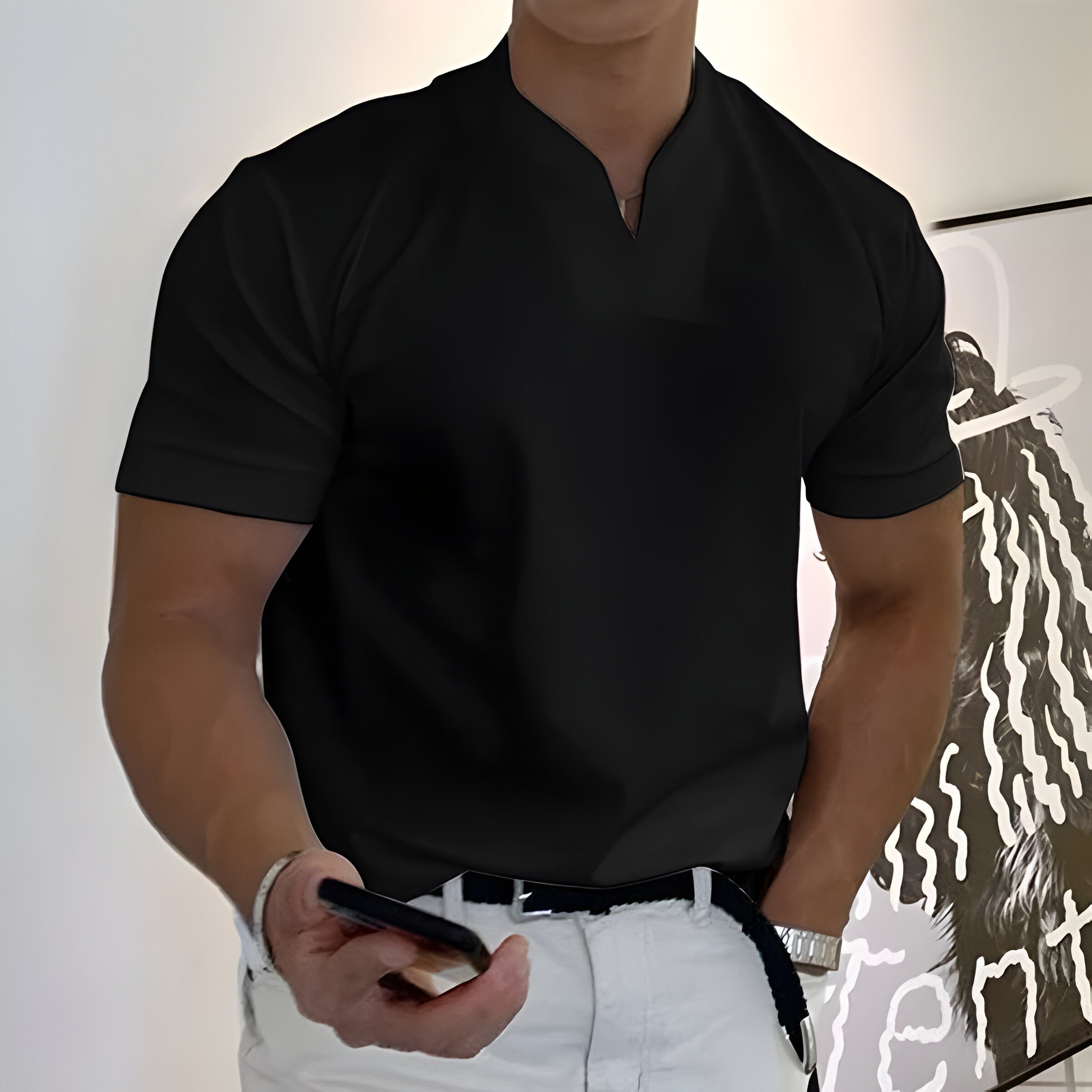 Men's Slim Fit T Shirt | Short Sleeve V Neck