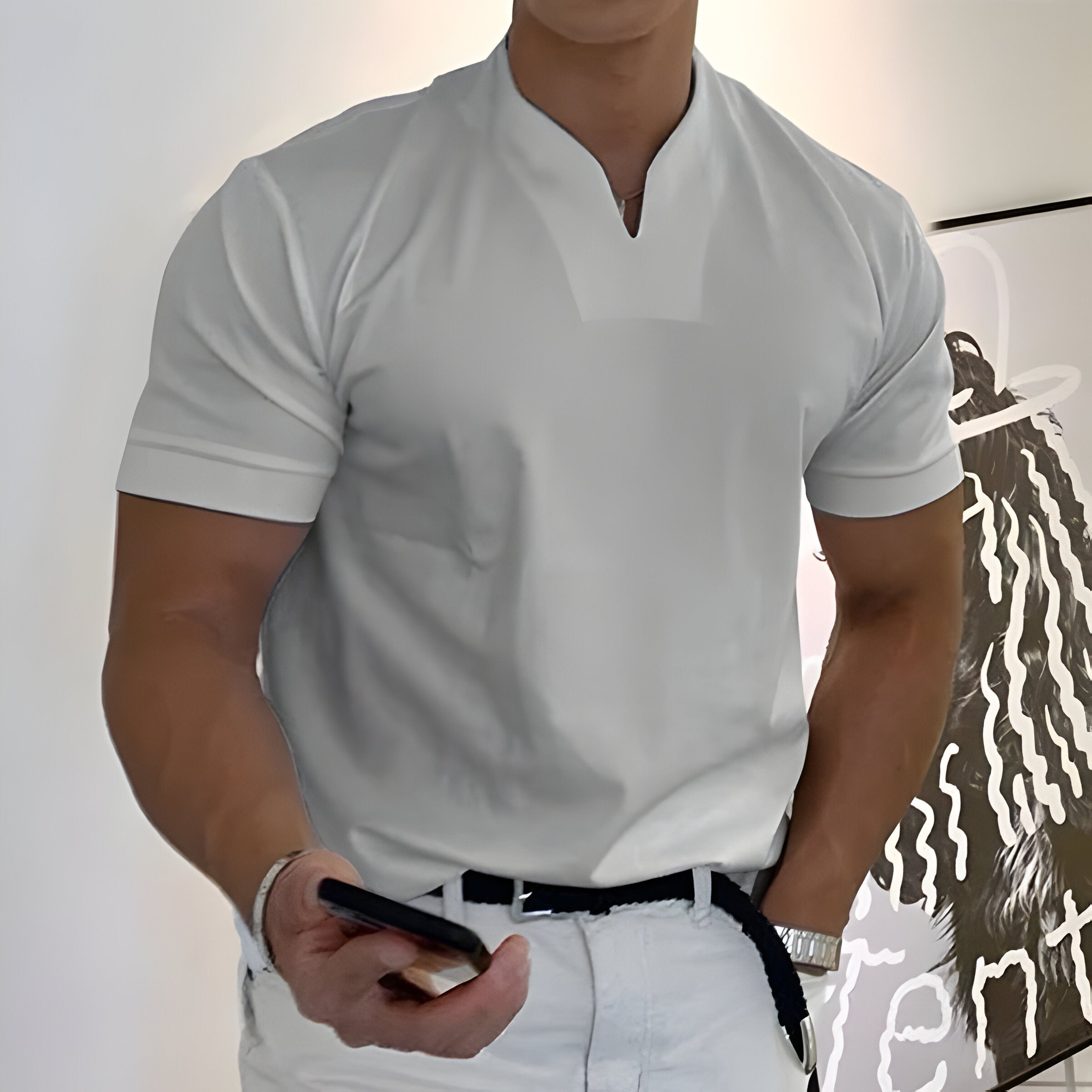 Men's Slim Fit T Shirt | Short Sleeve V Neck