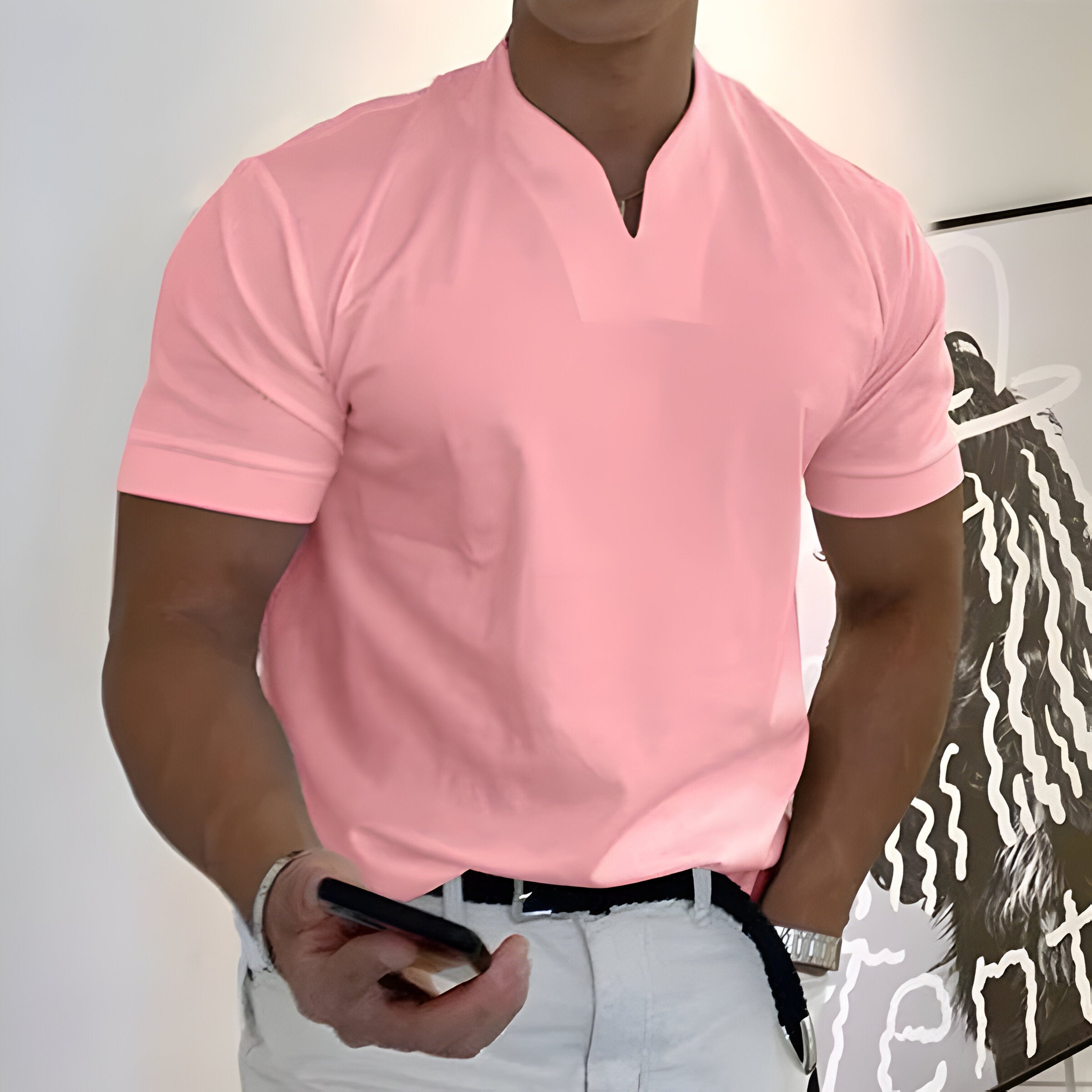 Men's Slim Fit T Shirt | Short Sleeve V Neck