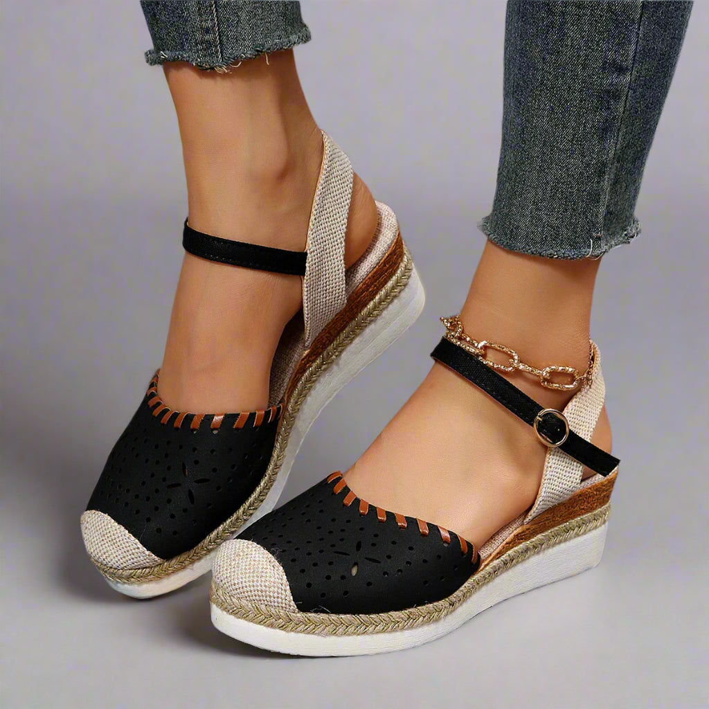 Women’s Comfortable Espadrille Sandals | Closed Toe Wedge Ankle Strap