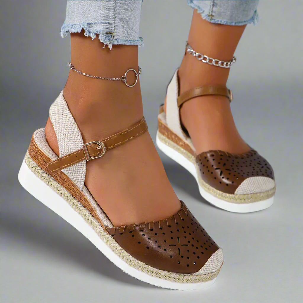Women’s Comfortable Espadrille Sandals | Closed Toe Wedge Ankle Strap