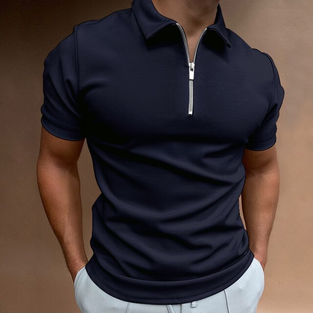 Men’s Tight Fit Polo Shirt | Compression Zip Collar