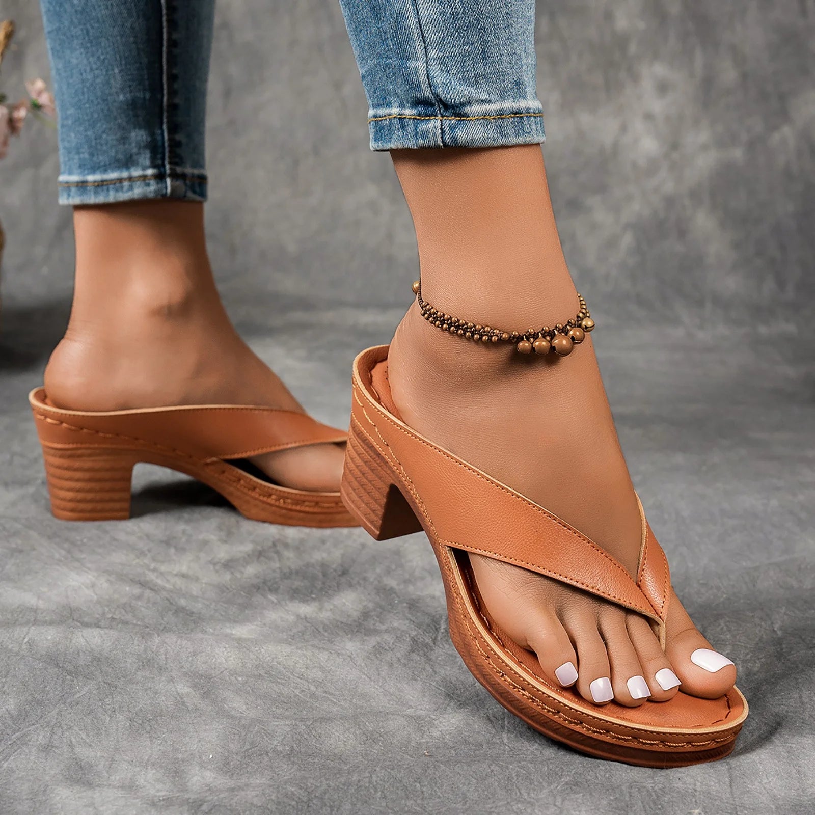 Women’s Stylish Block Heel Sandals | Slip On Open Toe Platform