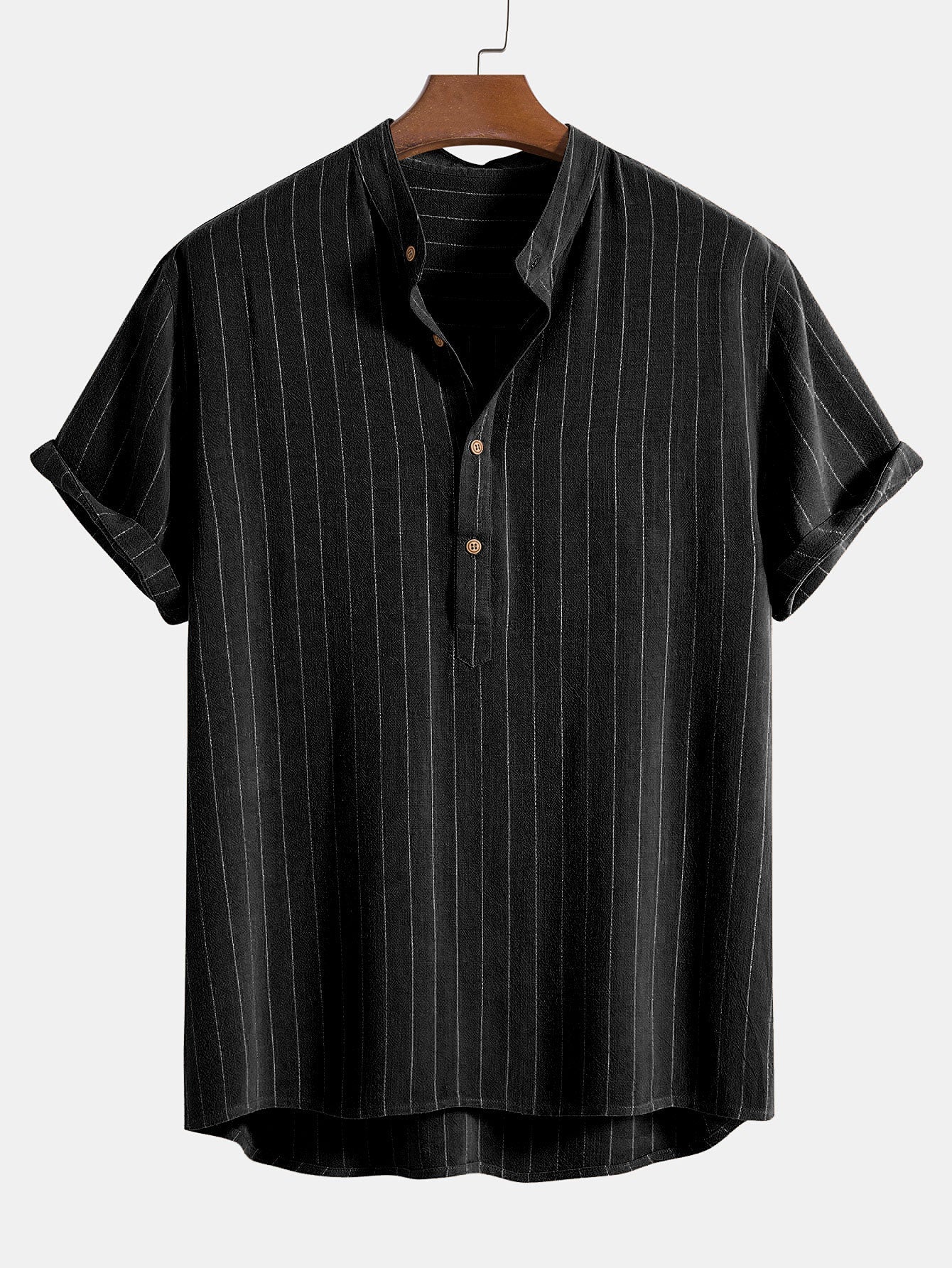 Men's Lightweight Short Sleeve Henley Shirt Set | Relaxed Fit Pants