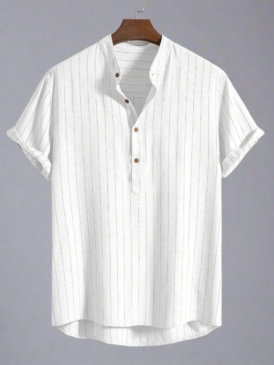 Men's Lightweight Short Sleeve Henley Shirt Set | Relaxed Fit Pants