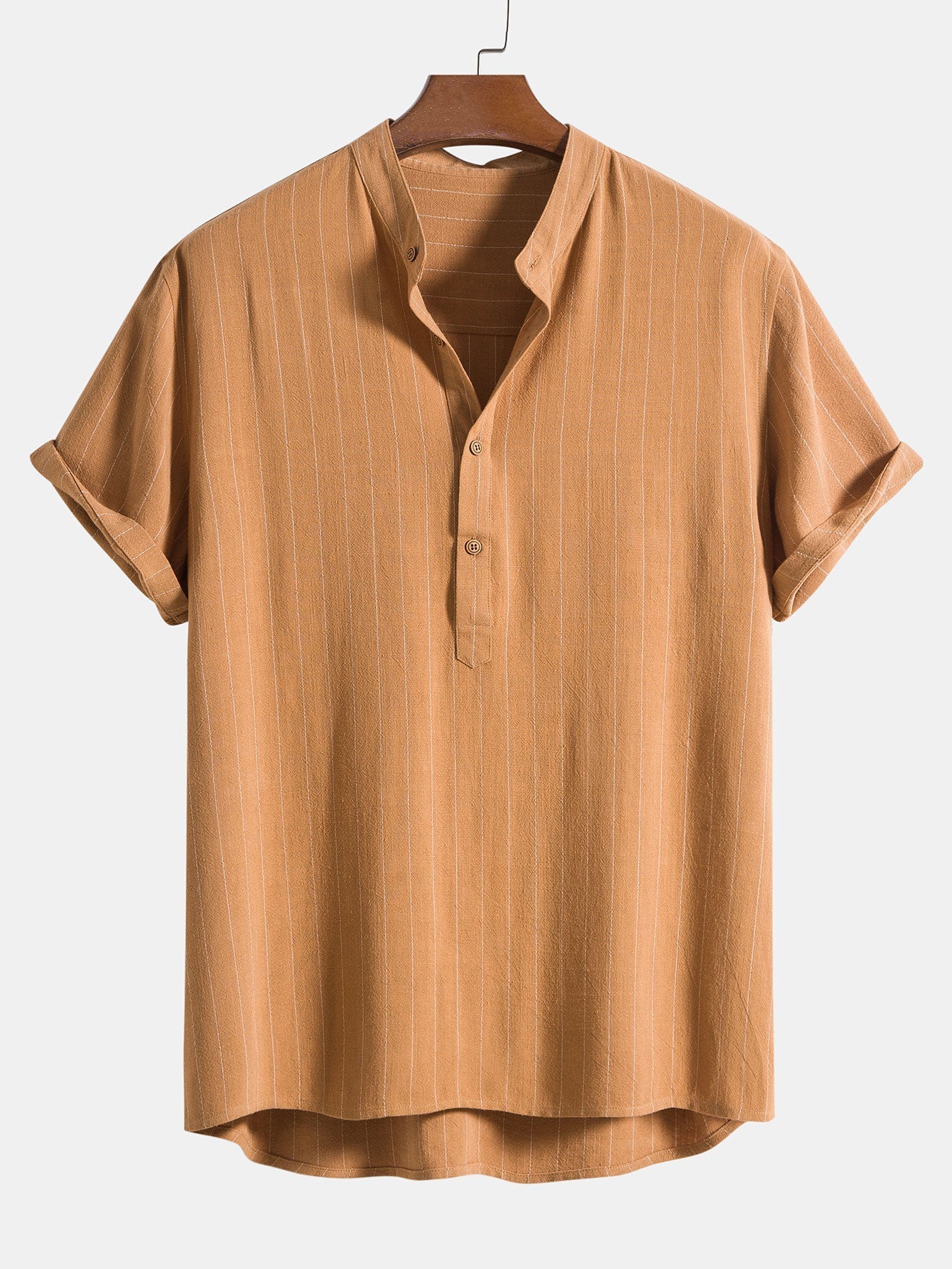 Men's Lightweight Short Sleeve Henley Shirt Set | Relaxed Fit Pants