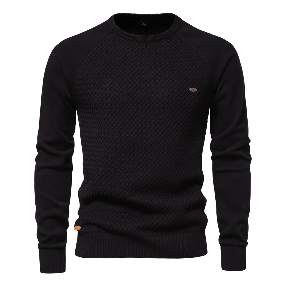Men's Long Sleeve Textured Knit Sweater | Slim Fit Casual