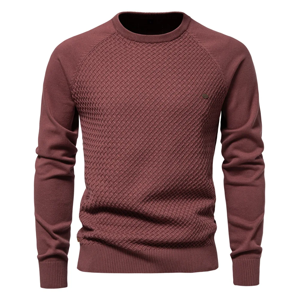 Men's Long Sleeve Textured Knit Sweater | Slim Fit Casual