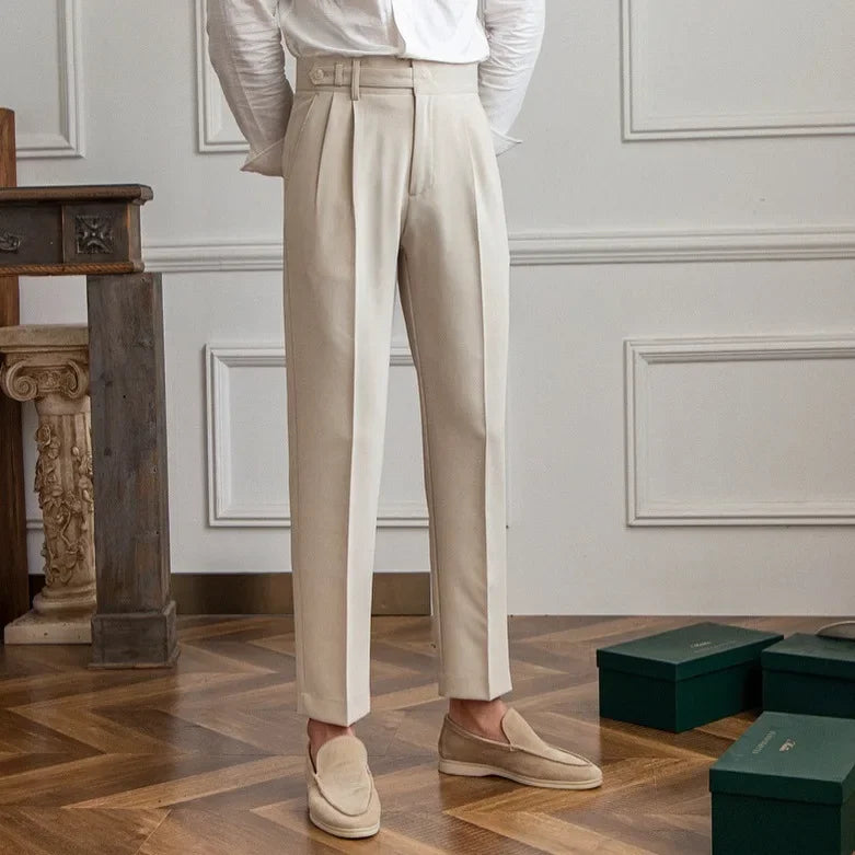 Men's pleated wide leg trousers | High waist smart pants