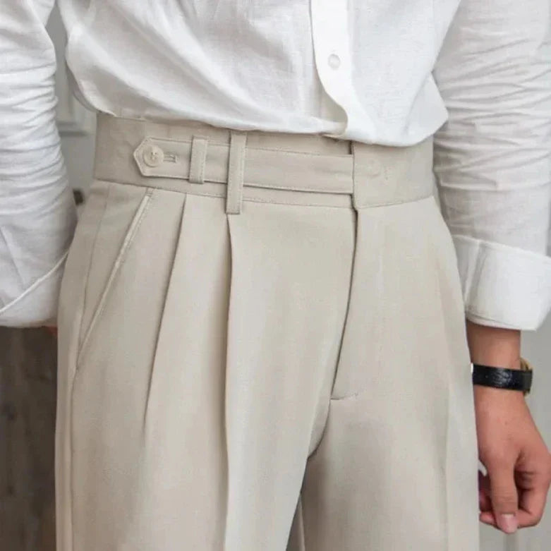 Men's pleated wide leg trousers | High waist smart pants