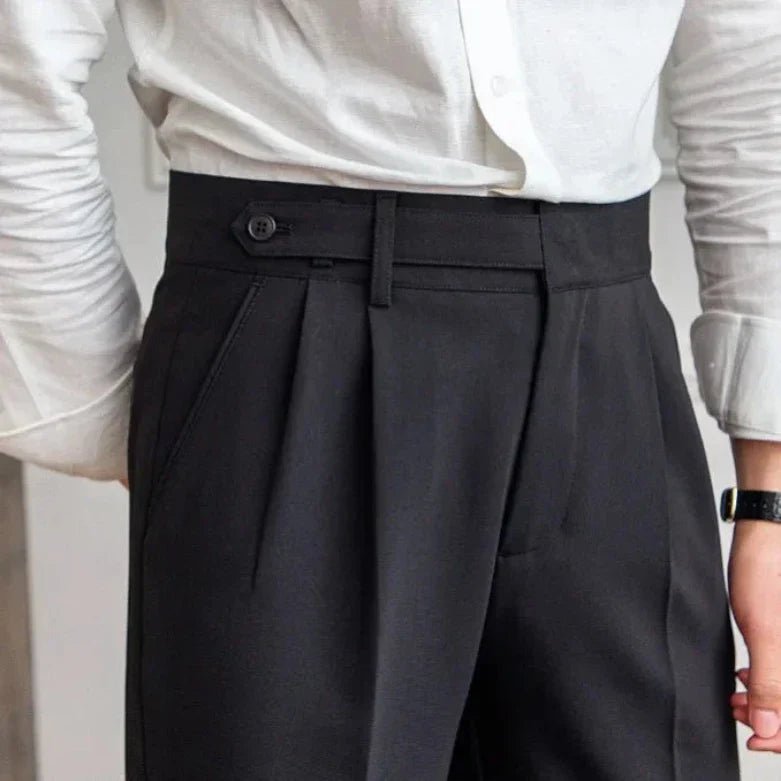 Men's pleated wide leg trousers | High waist smart pants