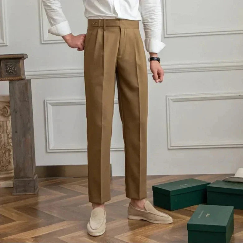 Men's pleated wide leg trousers | High waist smart pants