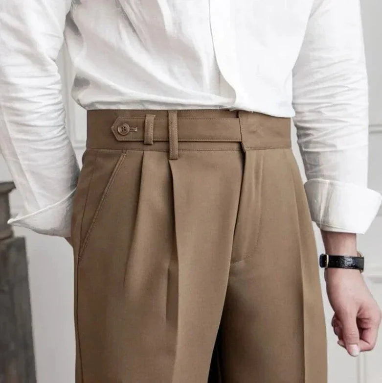 Men's pleated wide leg trousers | High waist smart pants