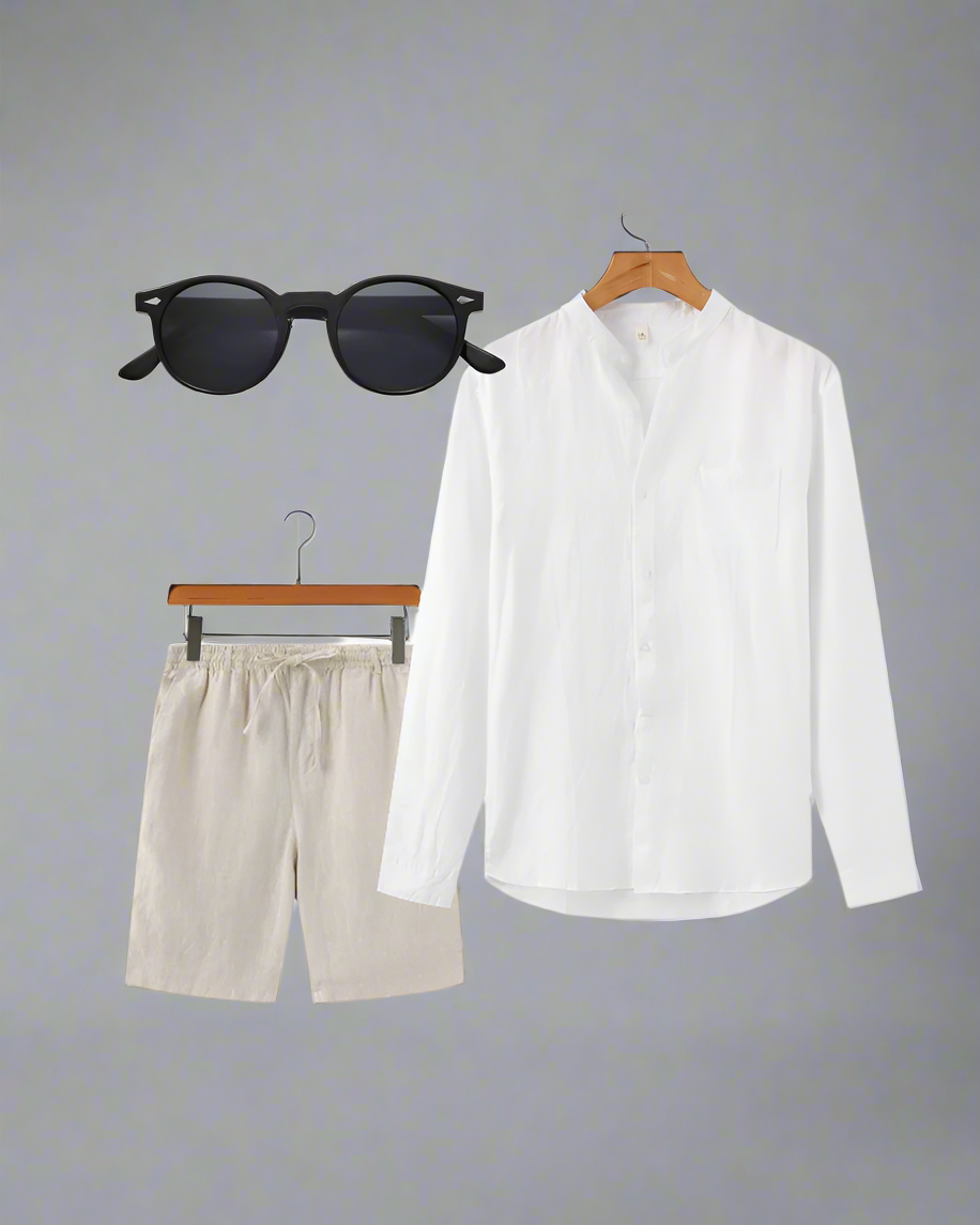 Men's Lightweight Long Sleeve Shirt Set | Relaxed Fit Summerwear