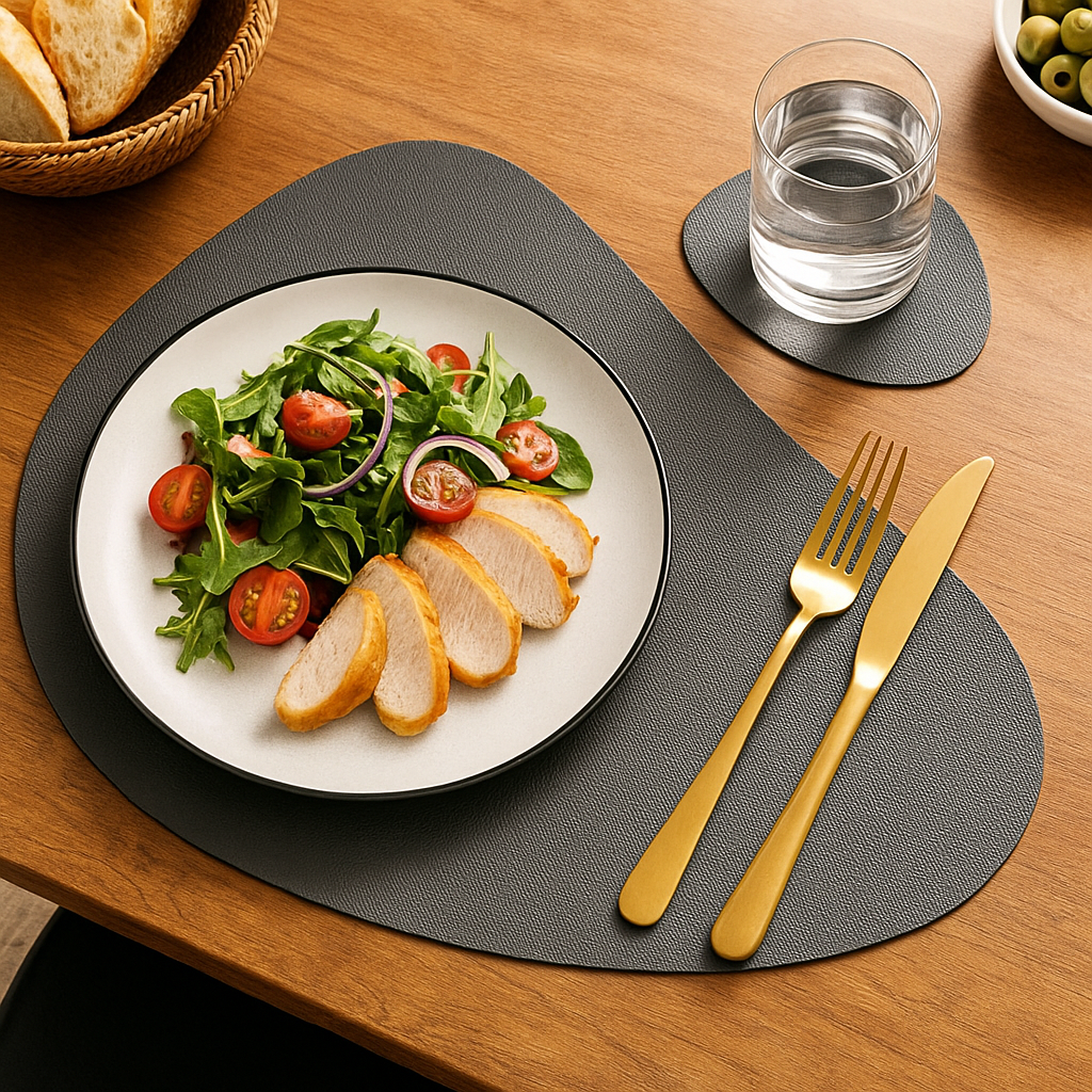 Dining Table Leather Placemat Coaster Set Elegant Dining