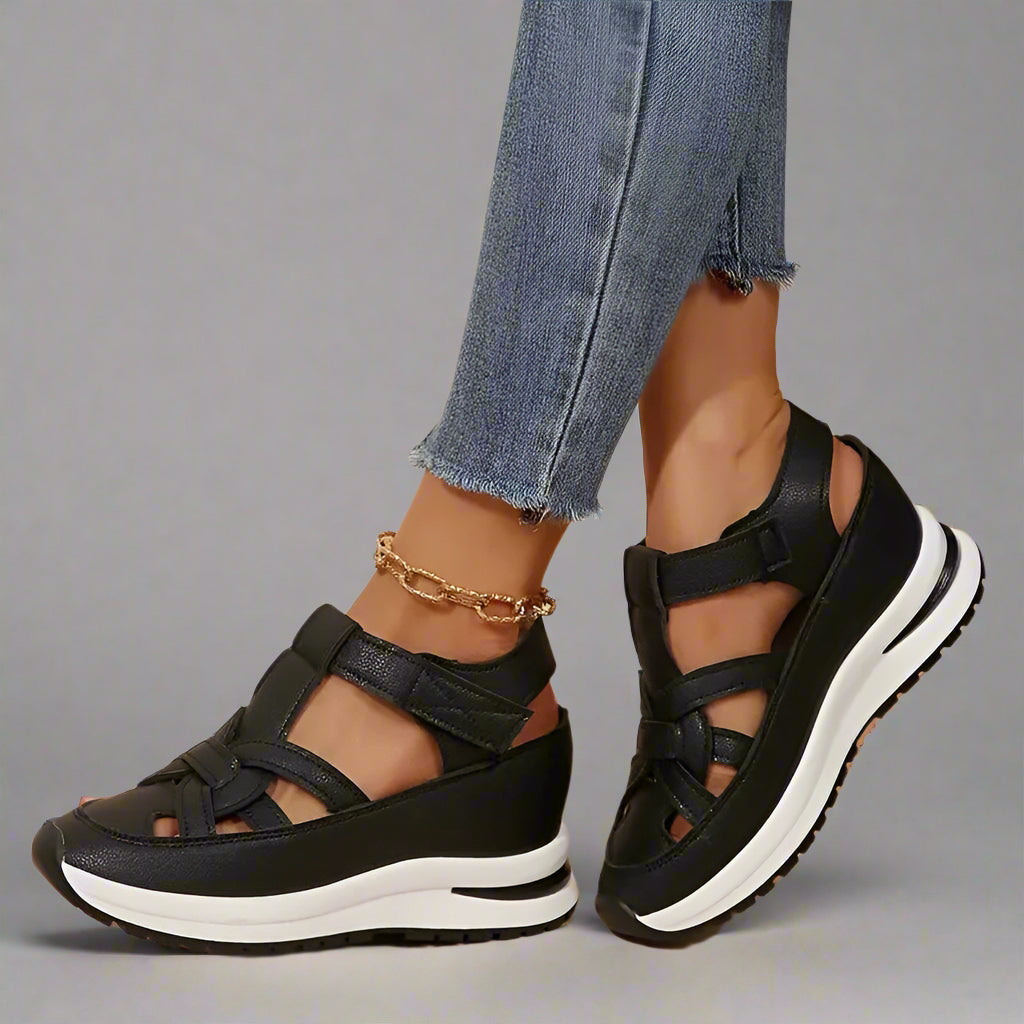 Women’s Comfortable Walking Sandals | Closed Toe Platform Supportive
