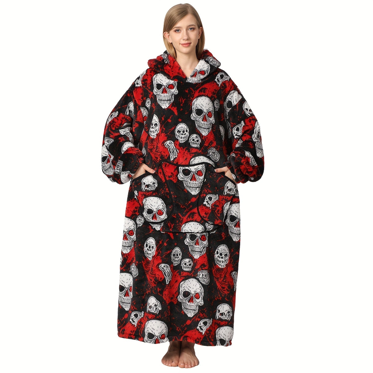 Oversized Blanket Hoodie Cozy Wearable Fleece Blanket