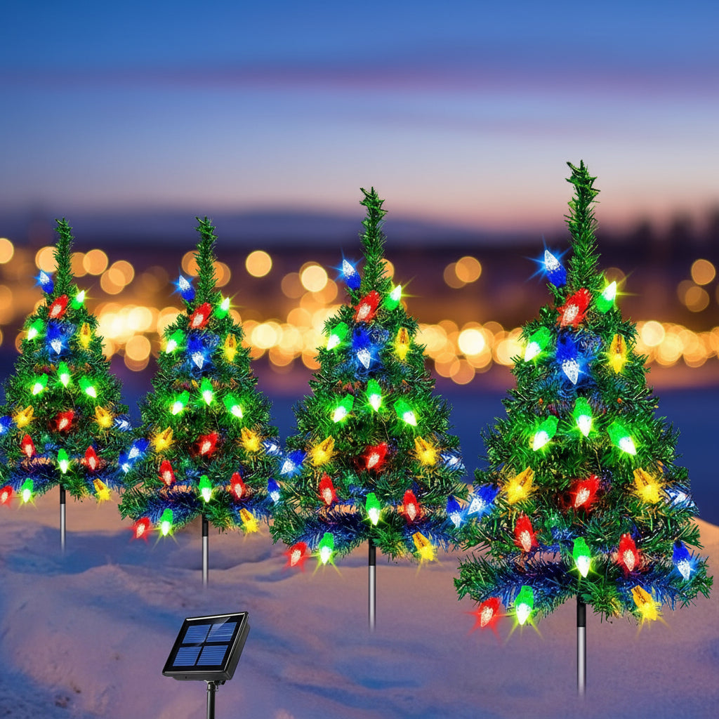 Christmas Tree Solar Outdoor Lights Garden Holiday Decor