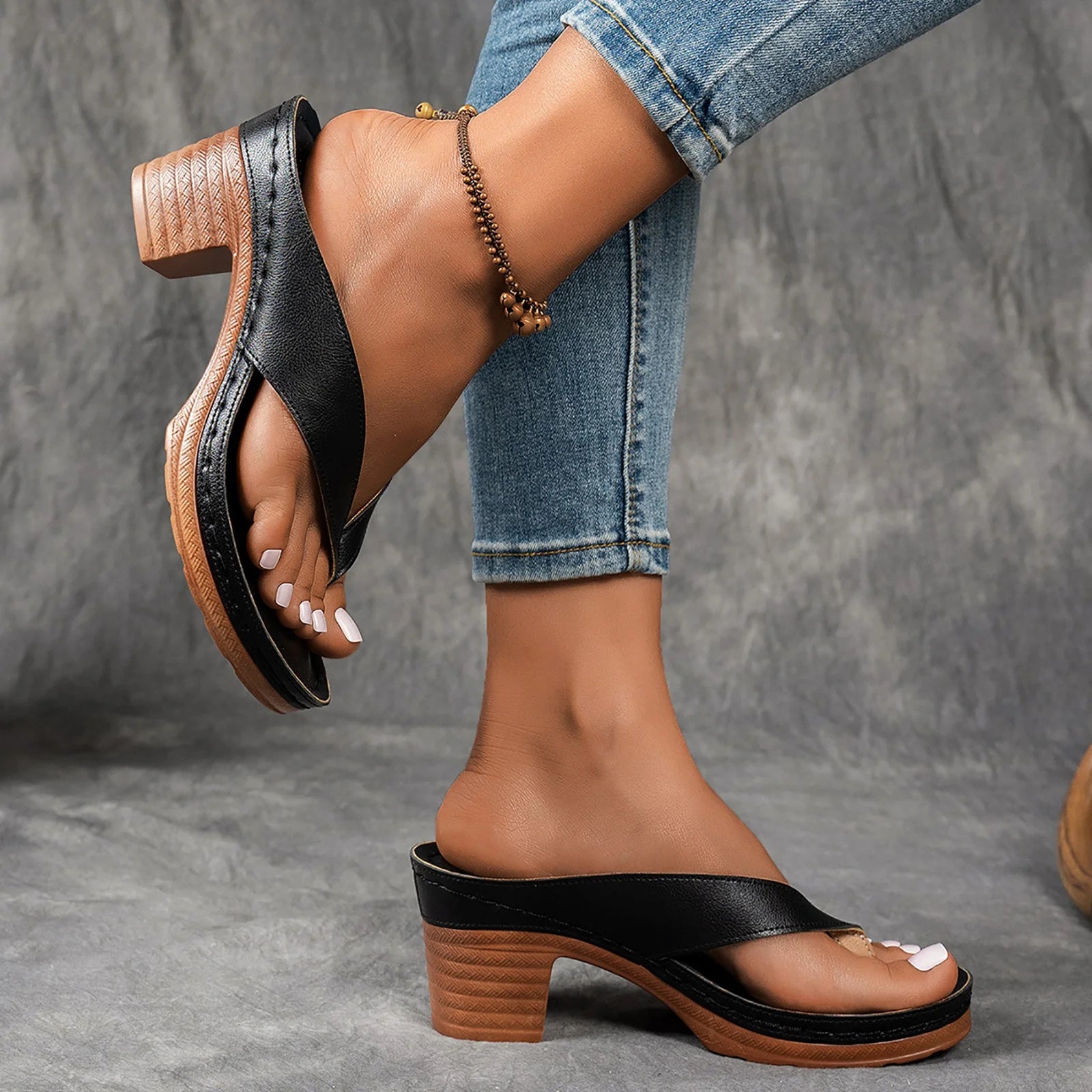 Women’s Stylish Block Heel Sandals | Slip On Open Toe Platform