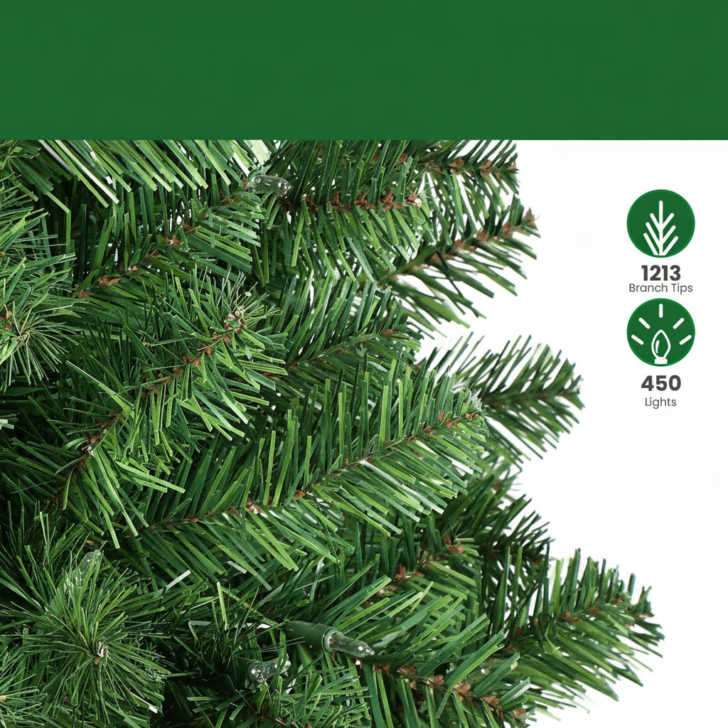 Pre-Lit Artificial Tree with Metal Stand and Warm Lights for Christmas