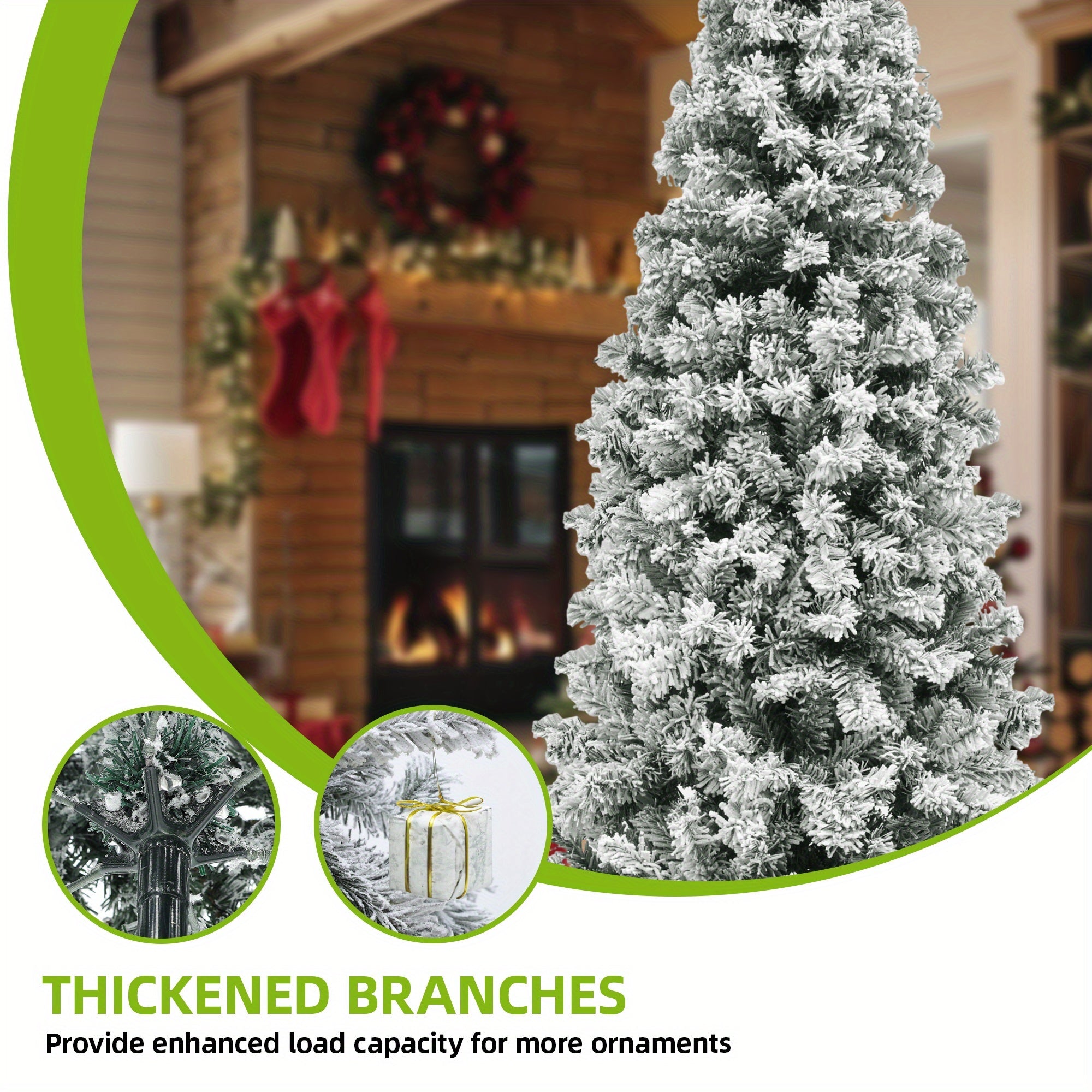 Christmas Tree Snow Flocked Lights Artificial Pine Indoor