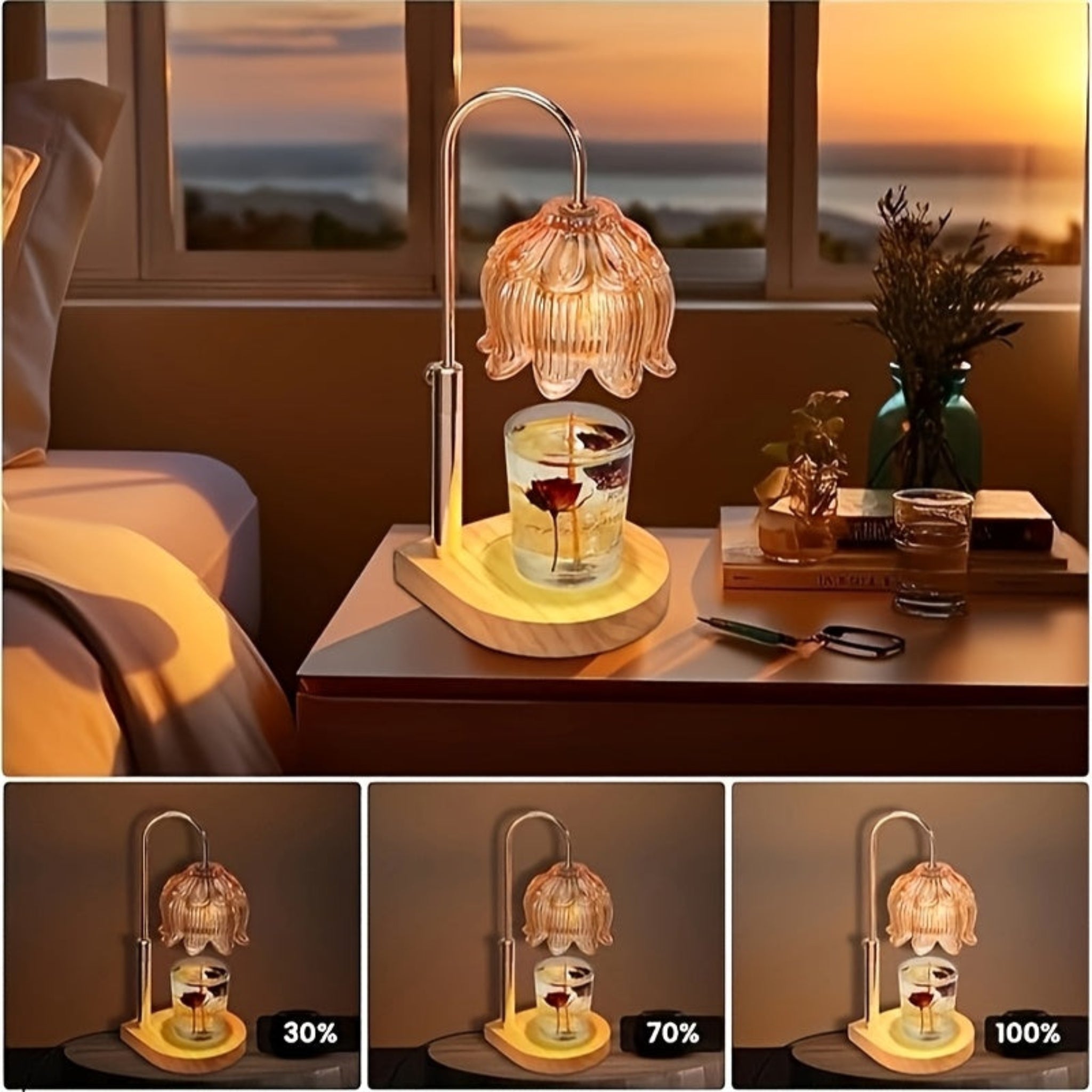 Glass Candle Warmer Gift Lamp Electric Wax Melt Home Decor