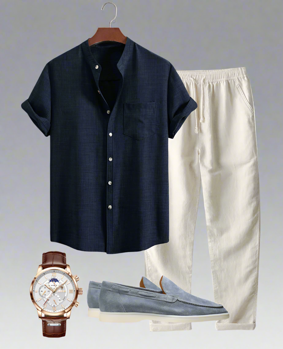Men's Lightweight Short Sleeve Shirt Set | Relaxed Fit Casualwear