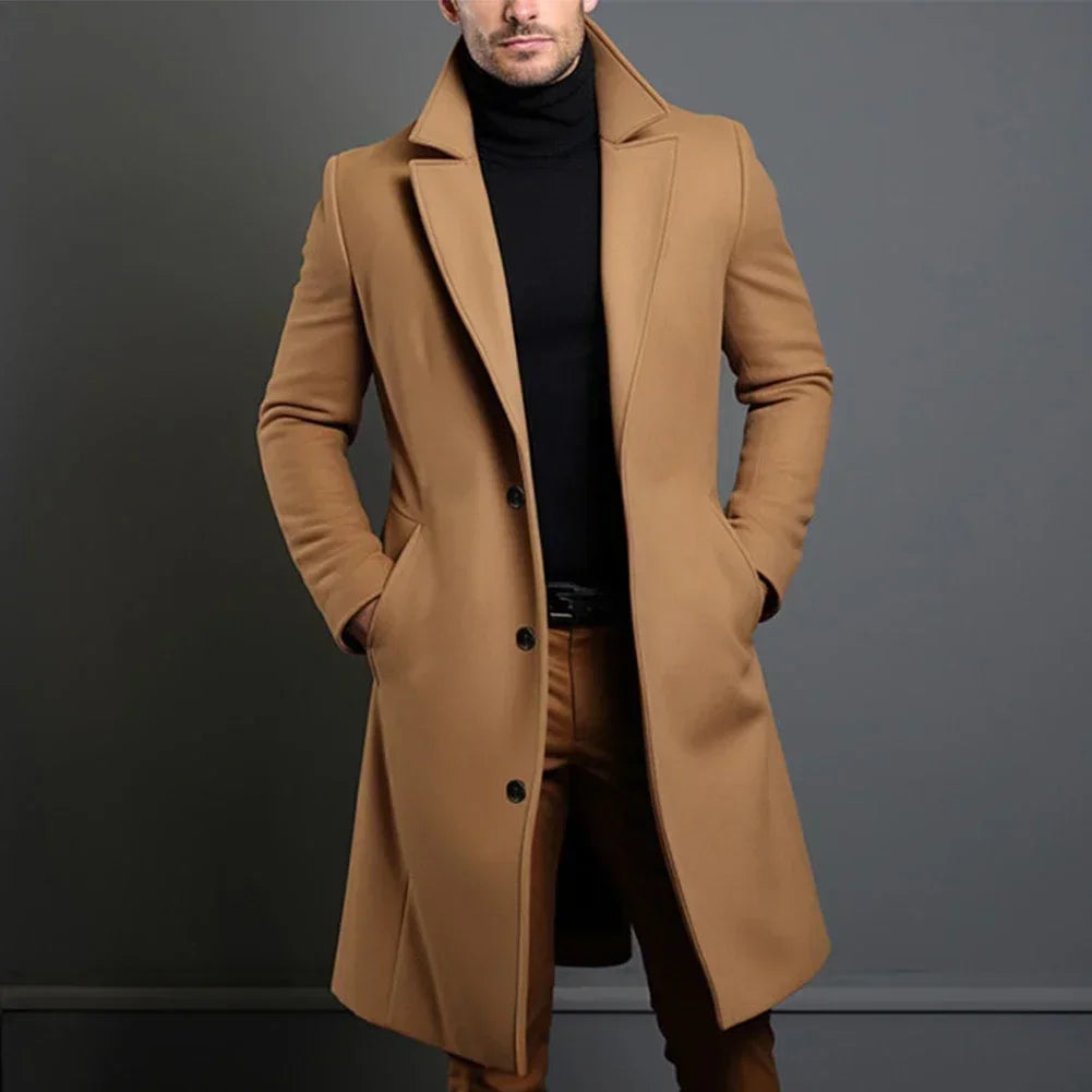 Men's long trench overcoat | Formal winter coat