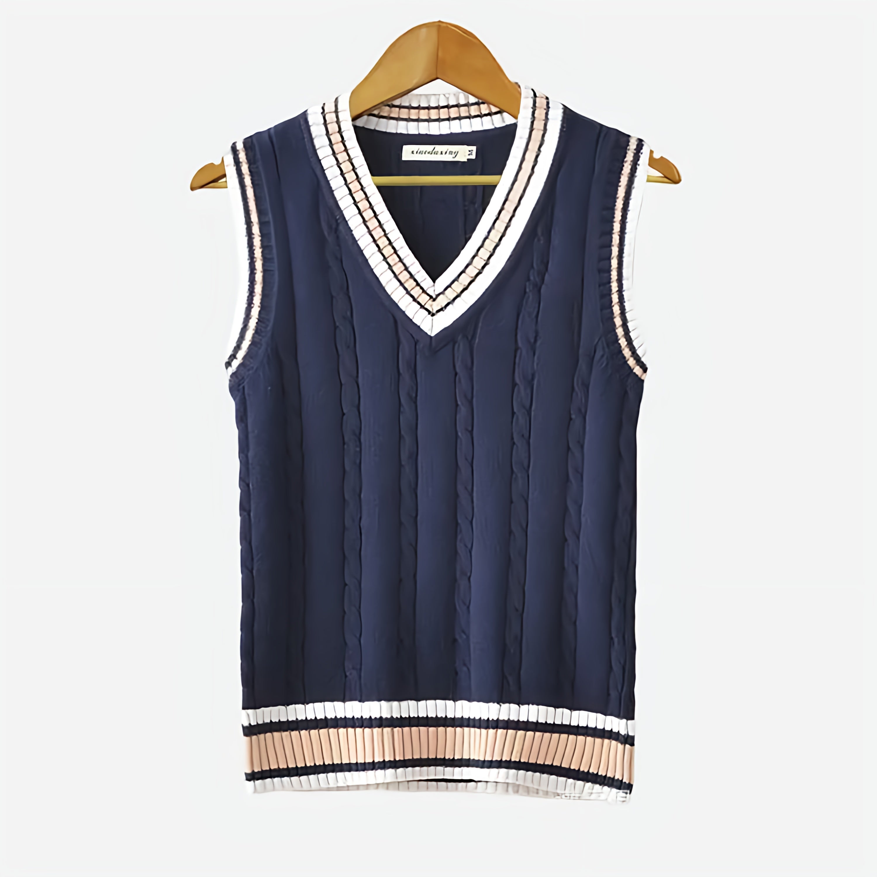 Unisex Knit Sweater Vest | Cable Preppy Waistcoat