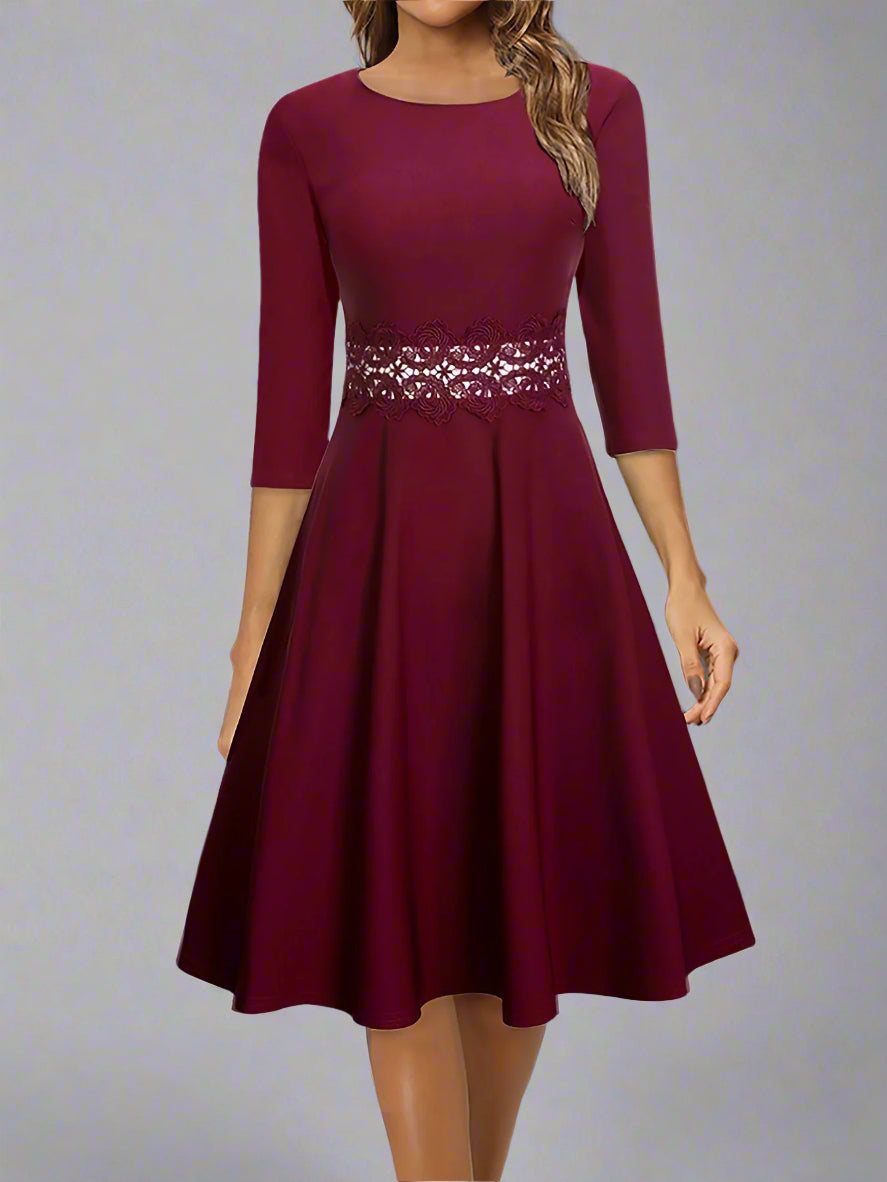Women’s Elegant Lace A-Line Cocktail Dress | Midi