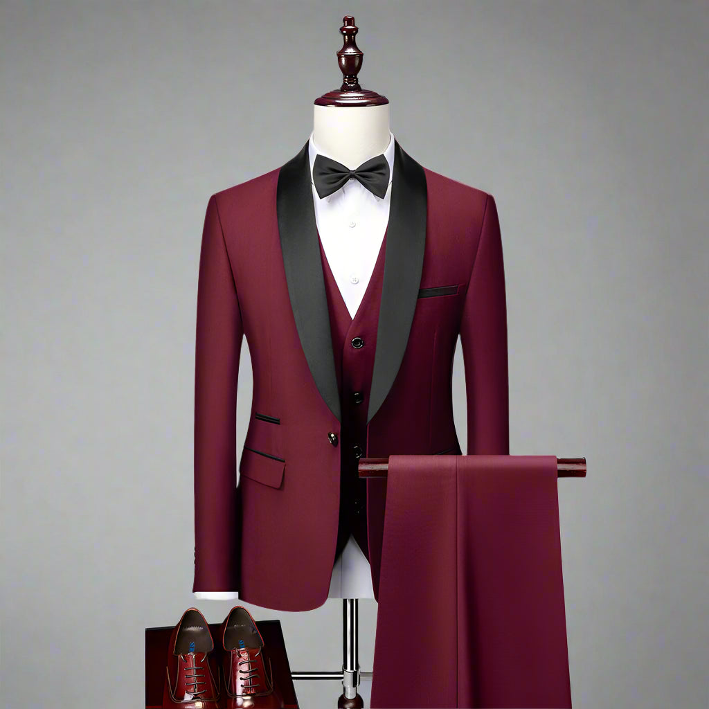Men’s Slim Fit Tuxedo Suit | 3 Piece Black Tie Formalwear