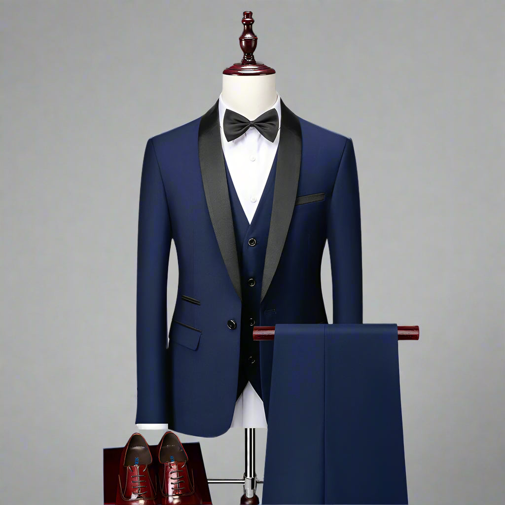 Men’s Slim Fit Tuxedo Suit | 3 Piece Black Tie Formalwear