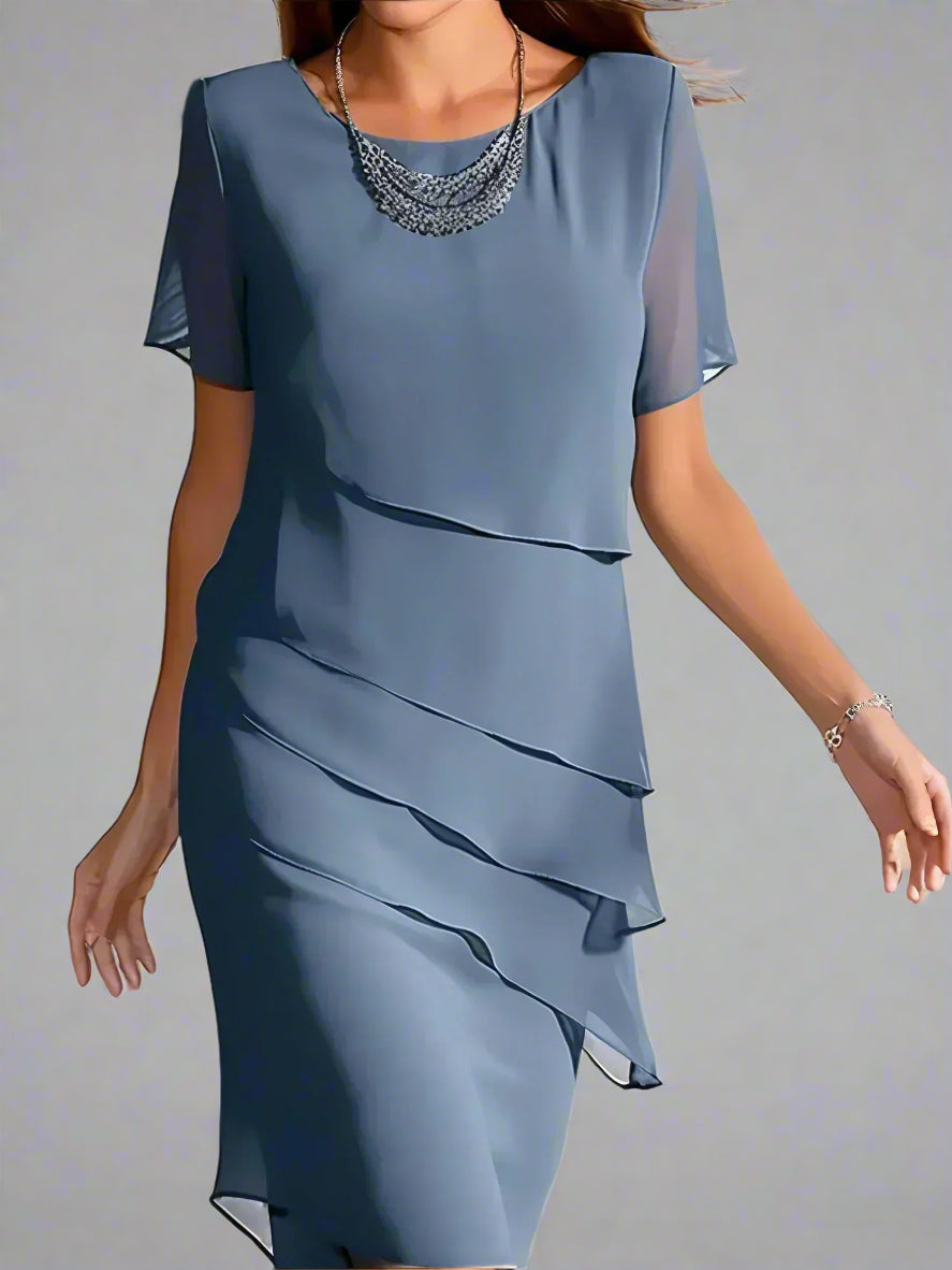 Women's Wedding Guest Chiffon Cocktail Dress | Midi