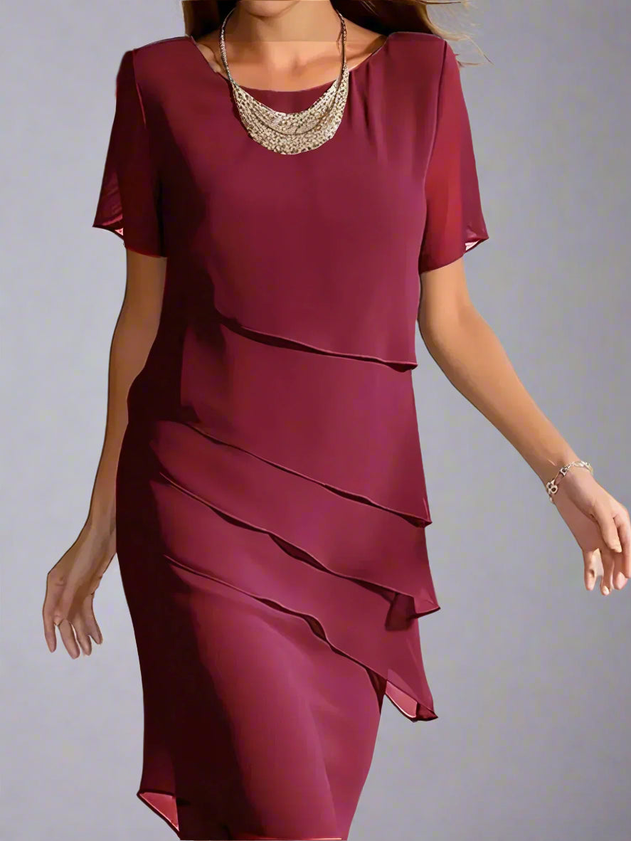 Women's Wedding Guest Chiffon Cocktail Dress | Midi