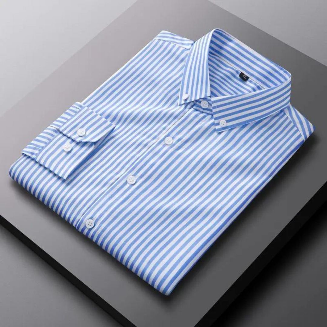 Men’s Striped Long Sleeve Shirt | Slim Fit Button-Up