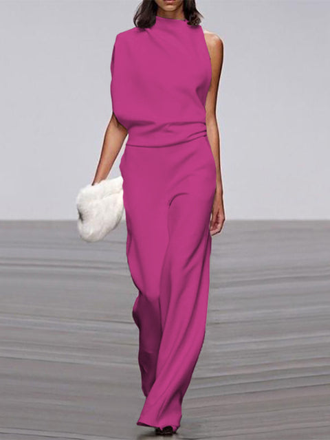 Women’s Formal Sleeveless Jumpsuit | High Neck Wide Leg