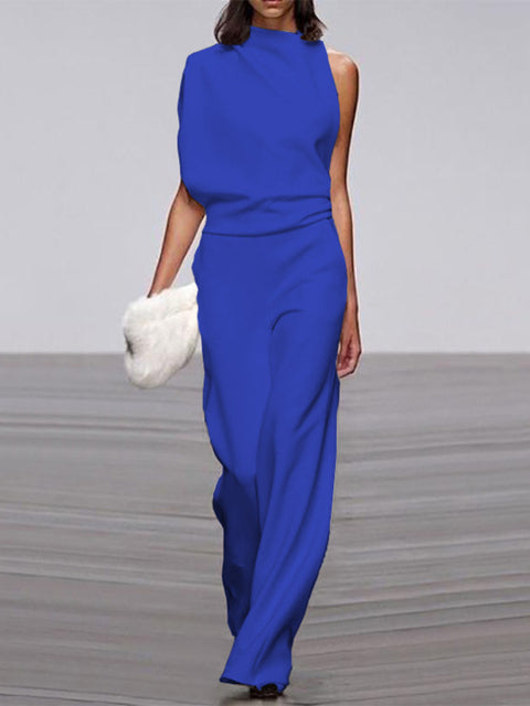 Women’s Formal Sleeveless Jumpsuit | High Neck Wide Leg
