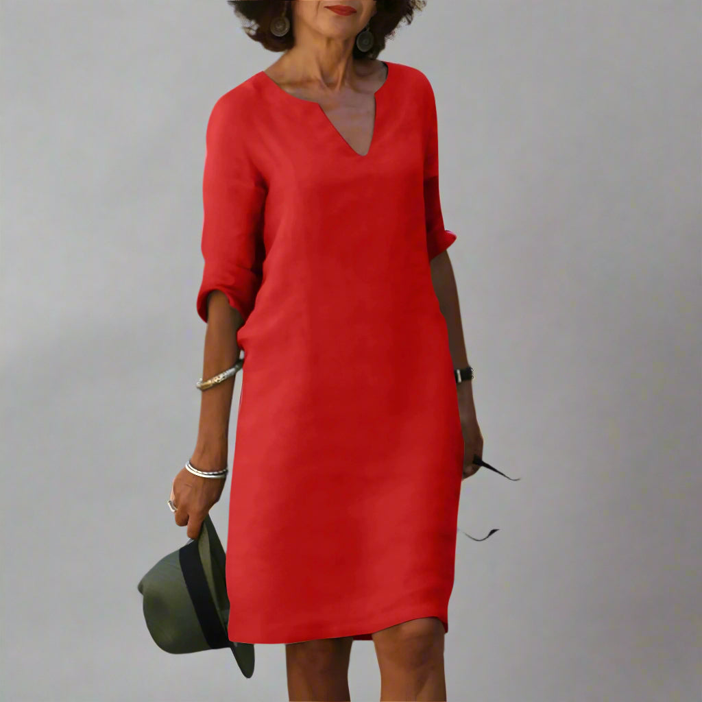 Women’s Casual Summer Shift Dress | V Neck Short Sleeve Mini